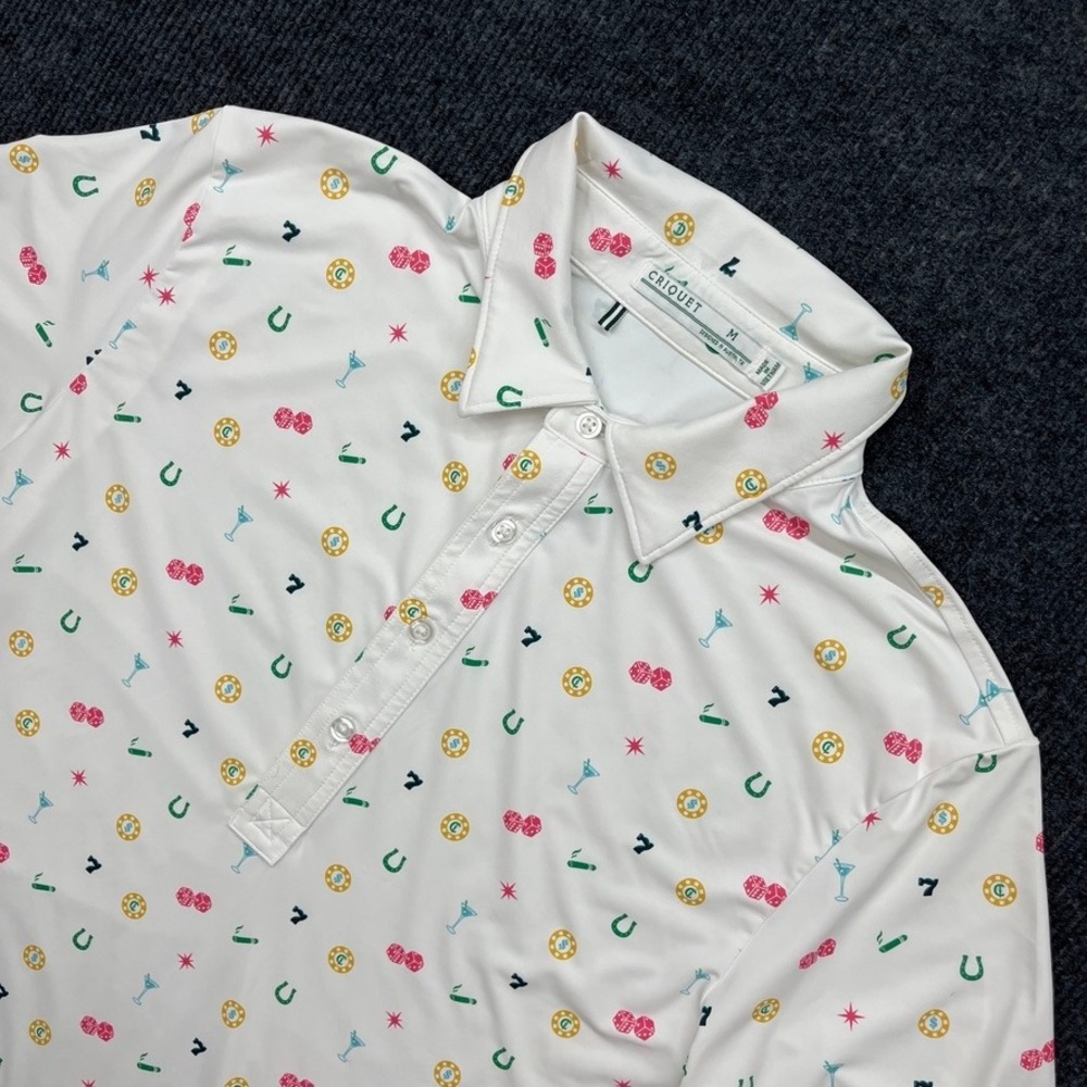 Criquet Performance Golf Polo Medium White Casino Gambler Print‎ Vaaler Creek GC